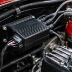 Timing advance processor mounted in engine bay with ignition wiring and distributor