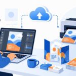 Designing a flyer in Printely with cloud sync to a printer producing brochures and cards