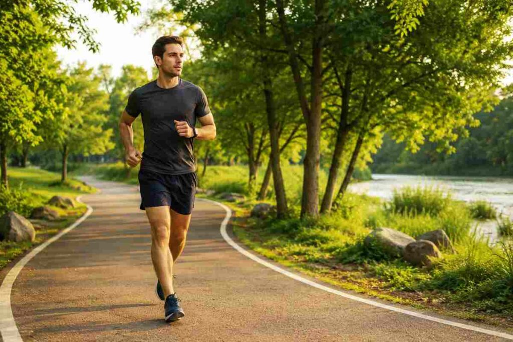 Running routes near me with a 5K loop in a scenic tree-lined park