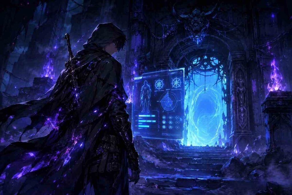 9 anime solo leveling fans should watch, hooded warrior facing a glowing dungeon portal