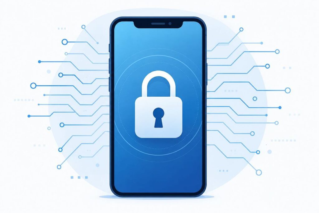 EMC Activator MEID and GSM bypass concept showing a locked smartphone with security padlock icon
