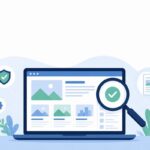 Techtrendery.com USA review — laptop screen with tech articles and magnifying glass